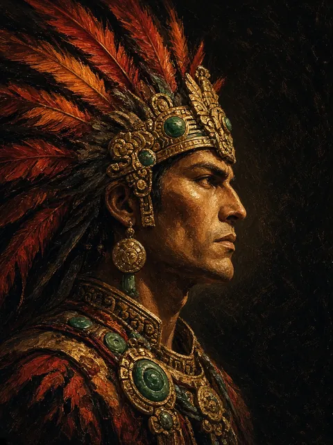 Aztec warrior with feather headdress