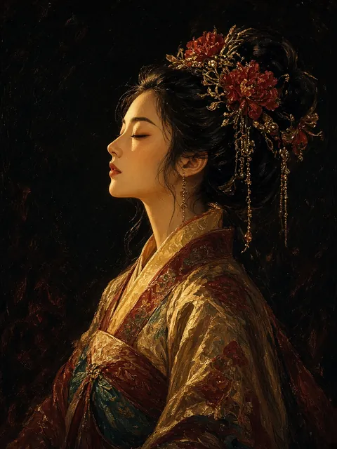 Woman from the Orient with a floral hair ornament